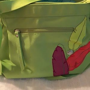 NWOT haiku crossbody lime green feathers purse